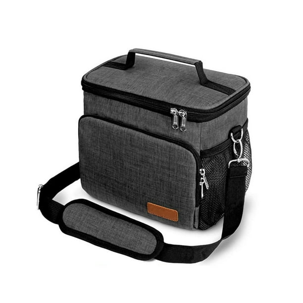 Greeniant Bolsa de almuerzo portátil de tela Oxford con aislamiento térmico, bolsas enfriadoras de alimentos, bolsa de almacenamiento con asa, Mochilas de mochilero gris claro