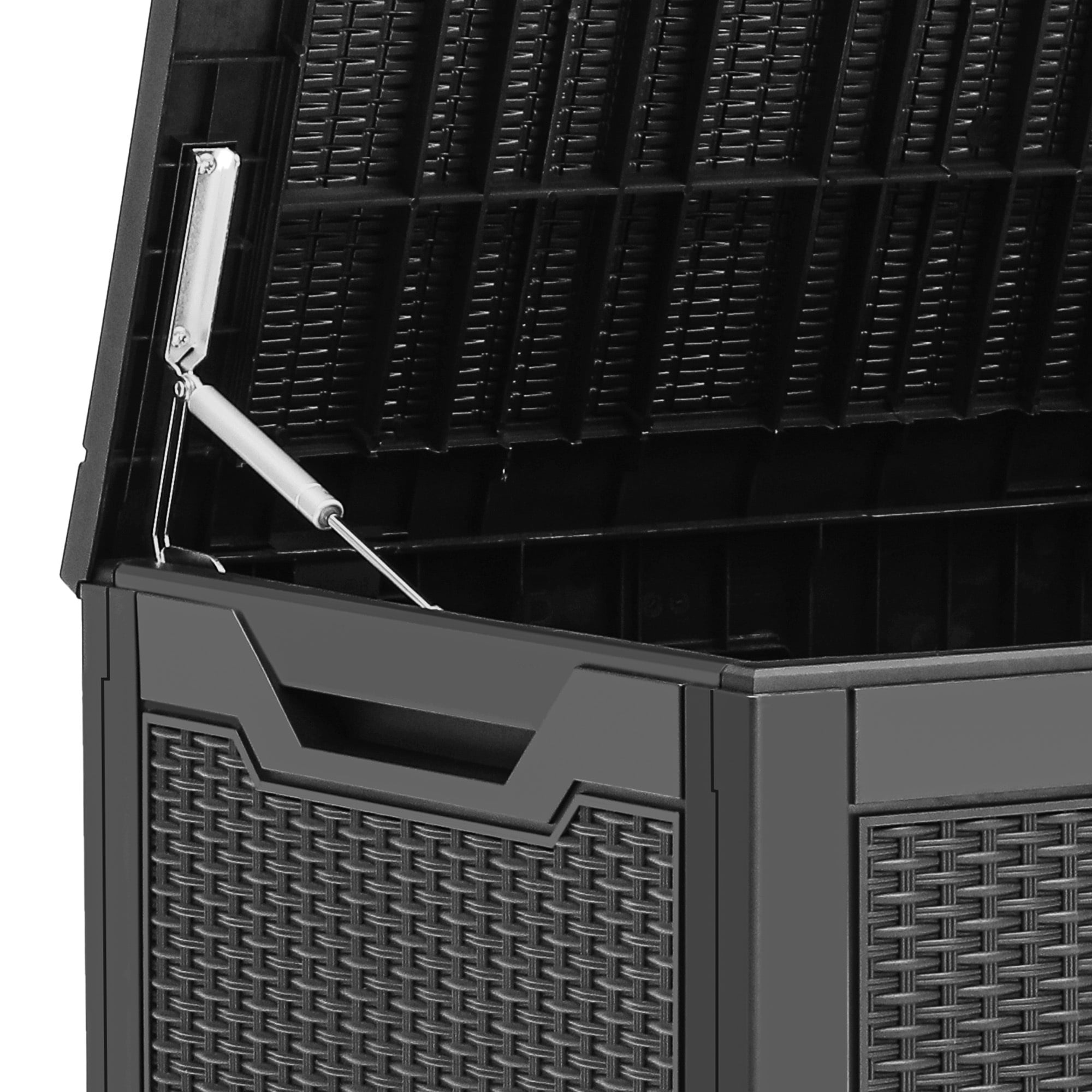 Uforic 100 Gallon Lockable Resin Outdoor Storage Deck Box, Uforic Multipurpose Storage Chest for Patio Accessories Garden Tools Daily Essentials, Weather Resistant, Black