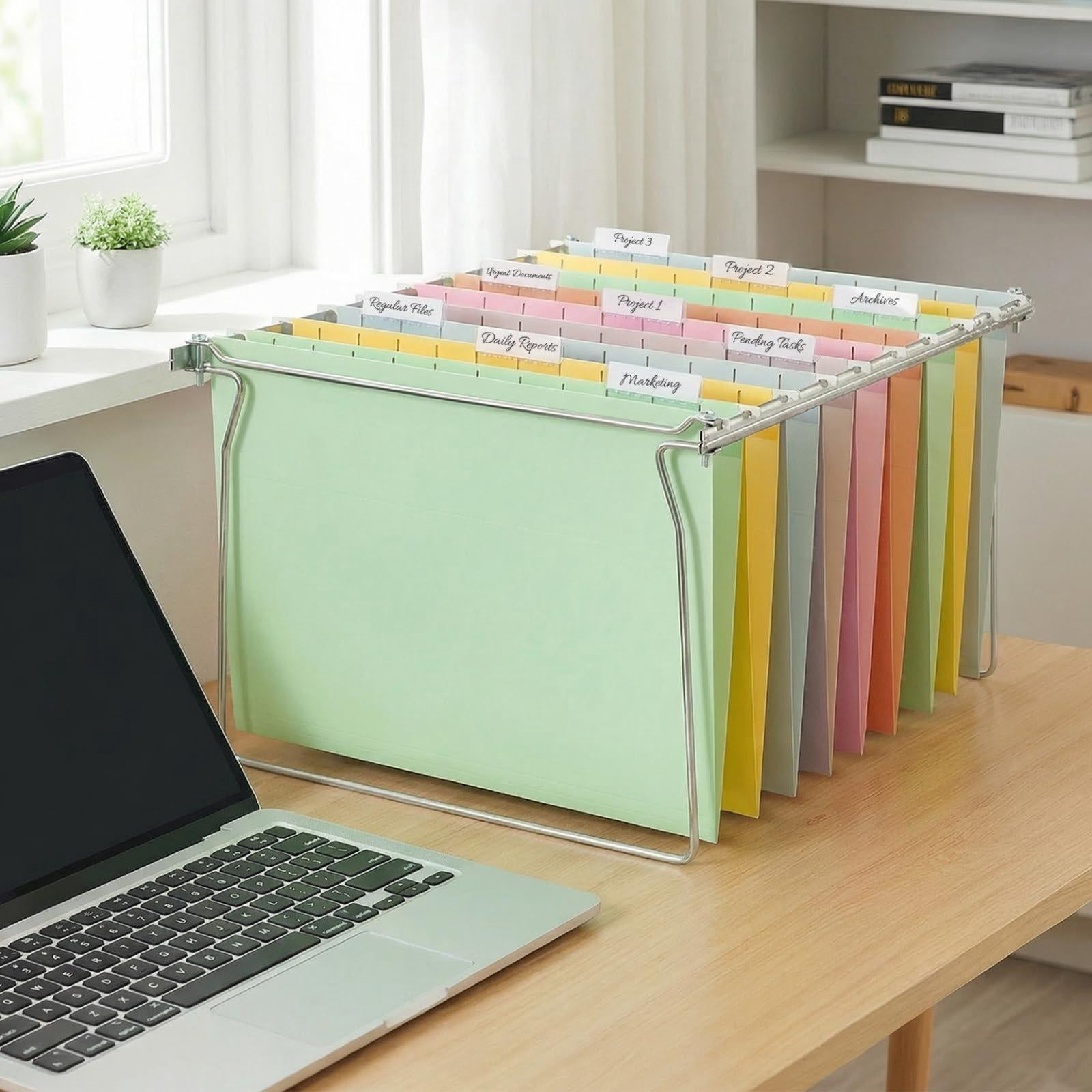 Hanging File Folders  50 Pack Letter Size With 1/5-cut Tabs Stay Organized For Your Home And Office Bulk Documents Paper 10 Macaron Colors