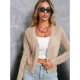 thumbnail image 5 of Women'S Long Sleeve V-Neck Knitted Cardigan Jacket Buttonless Knitted Shawl Sweater Apricot XL, 5 of 8
