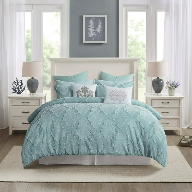 Aisbo Damask Tufted Embroidery 5Piece Luxurious Comforter Set,Textured