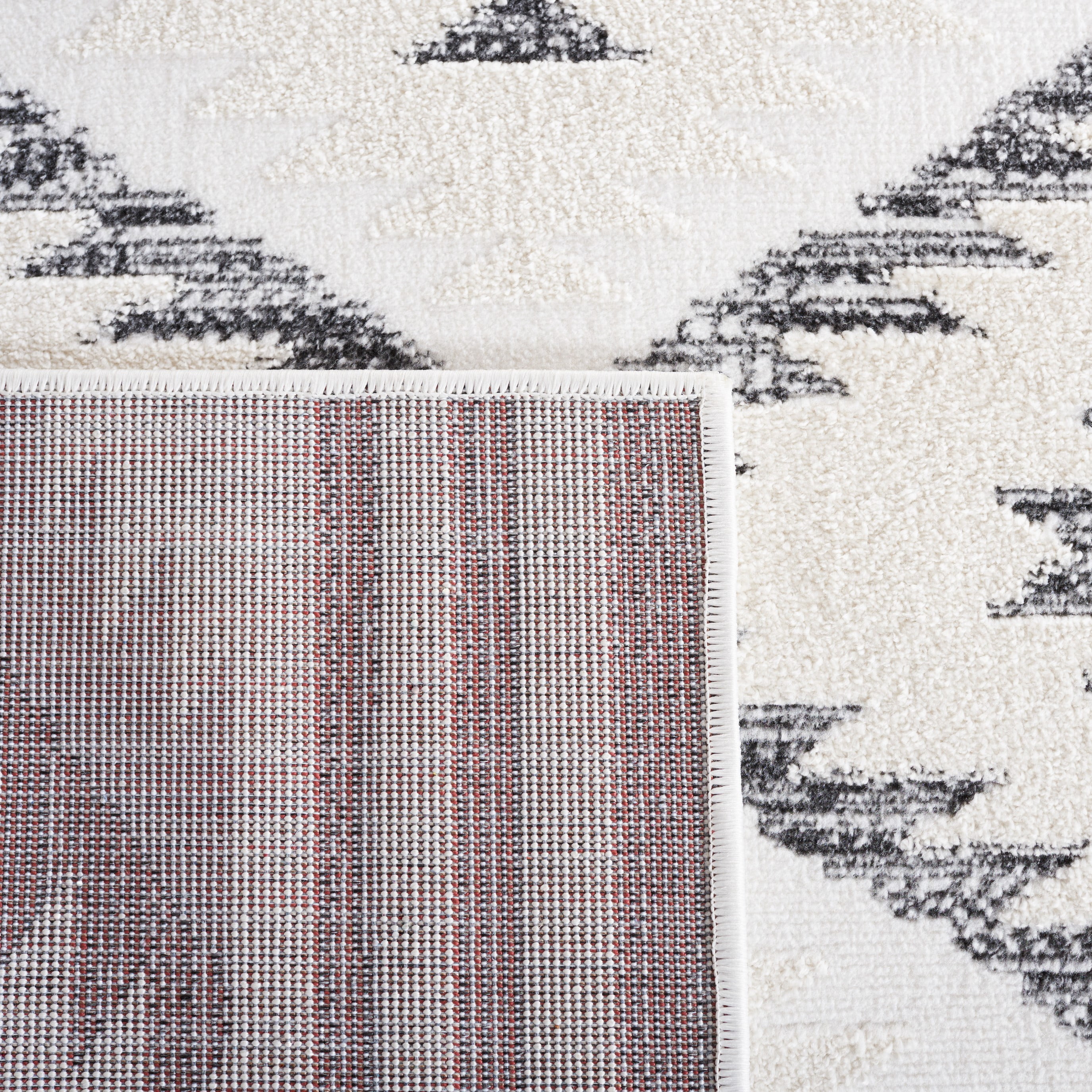 SAFAVIEH Alamo Stamen Geometric Area Rug, Ivory/Charcoal, 6'7" x 6'7" Square