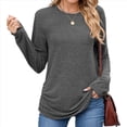 thumbnail image 3 of Suéteres de Mujer, Camisas de Larga, Moda de Otoño, Blusas de Moda, Conjuntos Fruncidos, Ropa de Invierno Gris Oscuro M, 3 of 9