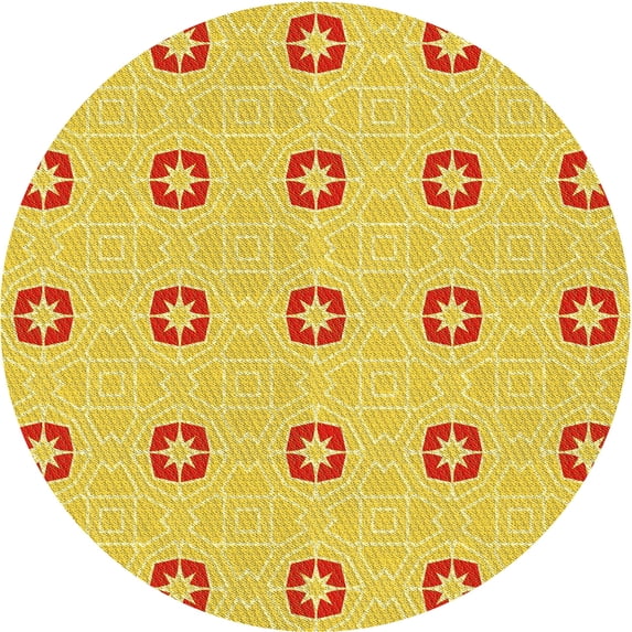 Ahgly Company Indoor Square Patterned Banana Yellow Area Rugs, 3' Square
