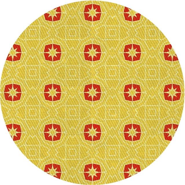 Ahgly Company Tapis Rond Lavable en Machine Intérieur Transitionnel Jaune Banane, 3 Pieds Rond