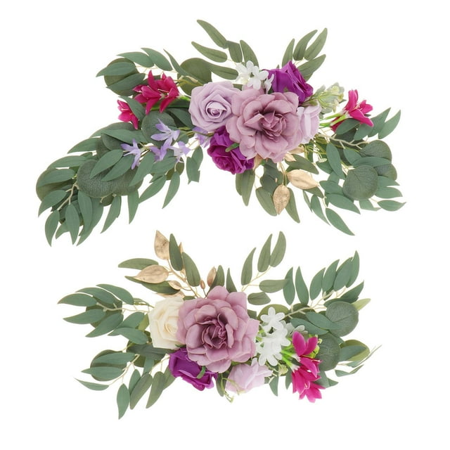 Flor Artificial Colgante Sunnimix 2 Piezas Swag de Boda Seda Púrpura Opción 4E