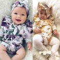 thumbnail image 1 of Nouveau-né Bébé Fille Floral Romper + Bandeau 2Pcs Coton Bodyfits Set, 1 of 5