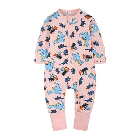 

TUOBARR Newborn Baby Boys Girls Long-sleeve Cartoon Romper Jumpsuit Clothes Outfits Pink (3M-3T)