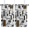 thumbnail image 5 of Geometric Blocks Modern Art Brown Curtain Home Decoration Living Room Short Curtains Window Treatments For Kitchen Bedroom, 5 of 6