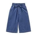 thumbnail image 6 of Bigetiay Girls Denim Wide Leg Pants Summer Thin Knot Casual Loose Trousers Toddler, Size 5-6 Years, 6 of 6