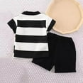 thumbnail image 4 of Toddler Boys Summer Clothes Casual Striped Short Sleeve Lapel Tshirt + Shorts Cotton Cute 2 Piece Outfits for 1-6 Years, 4 of 9