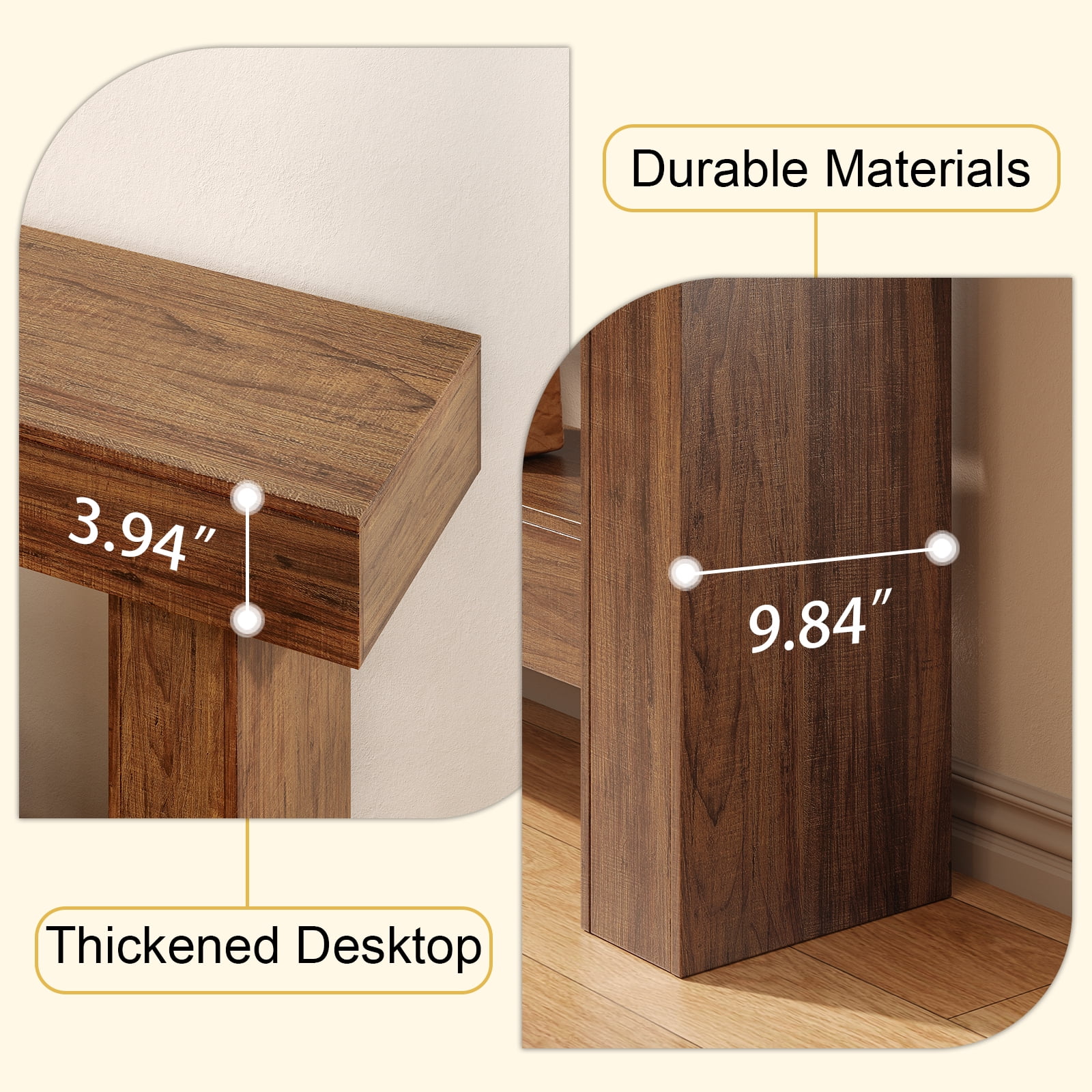 Tarnorci Wooden Console Table,  Behind the Couch, Farmhouse Entryway Table for Hallway, Living Room, Brown