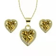 thumbnail image 4 of Paris Jewelry 10k Yellow Gold Heart 4 Ct Created Citrine Full Set Necklace 18 inch Plated, 4 of 4
