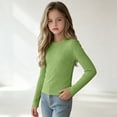 thumbnail image 2 of Faraee Toddler Girls Ribbed Long Sleeve Shirts 5t 6t 7t Stretchy Crew Neck Basic Tee Tops Kids Solid Color Soft Slim Fit Casual Blouse, 2 of 5