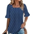 thumbnail image 6 of Wensltd Women's Summer Loose Blouses Printed Ruffled Sleeve Square Neck Top, 6 of 6