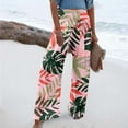 thumbnail image 2 of Women's Pants with Pockets Long High Waist Summer Print Wide Leg Leisurely Elastic Watermelon Red Loose Pants Womens M, 2 of 5
