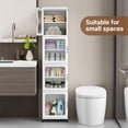 thumbnail image 4 of BROVIEW Tall Narrow Storage Cabinet Organizer 4-Tier 14.6" W, Slim Bathroom Cabinets with Doors and Adjustable Shelves, Plastic Kitchen Pantry Organizers and Storage for Small Space, Laundry, White, 4 of 6