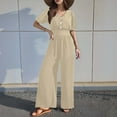 thumbnail image 2 of CAIVO Stylish Women Jumpsuit Onesie Casual Wear Slim Fit With Waist Cinching Versatile Design For Summer Autumn Solid Color Versatile Dailywear, 2 of 6