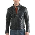 thumbnail image 2 of Mens Sheepskin Real Leather Jacket Zipper Biker Moto Slim Fit Jacket MJF026, 2 of 4
