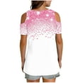 thumbnail image 7 of Cold Shoulder Tops for Women Summer Tunic Short Sleeve Cute V Neck Floral Blouses Classic Flowy Casual Shirts (2XL, Pink 1), 7 of 7