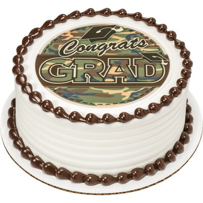 2018 Camouflage Graduation Cake topper or cupcakes edible decal picture transfer 