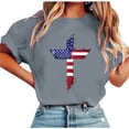 thumbnail image 5 of Mifsaly Womens American Flag Graphic Tee Crewneck Short Sleeve Summer Top 4Th Of July Loose Fit Patriotic Shirt S, 5 of 5