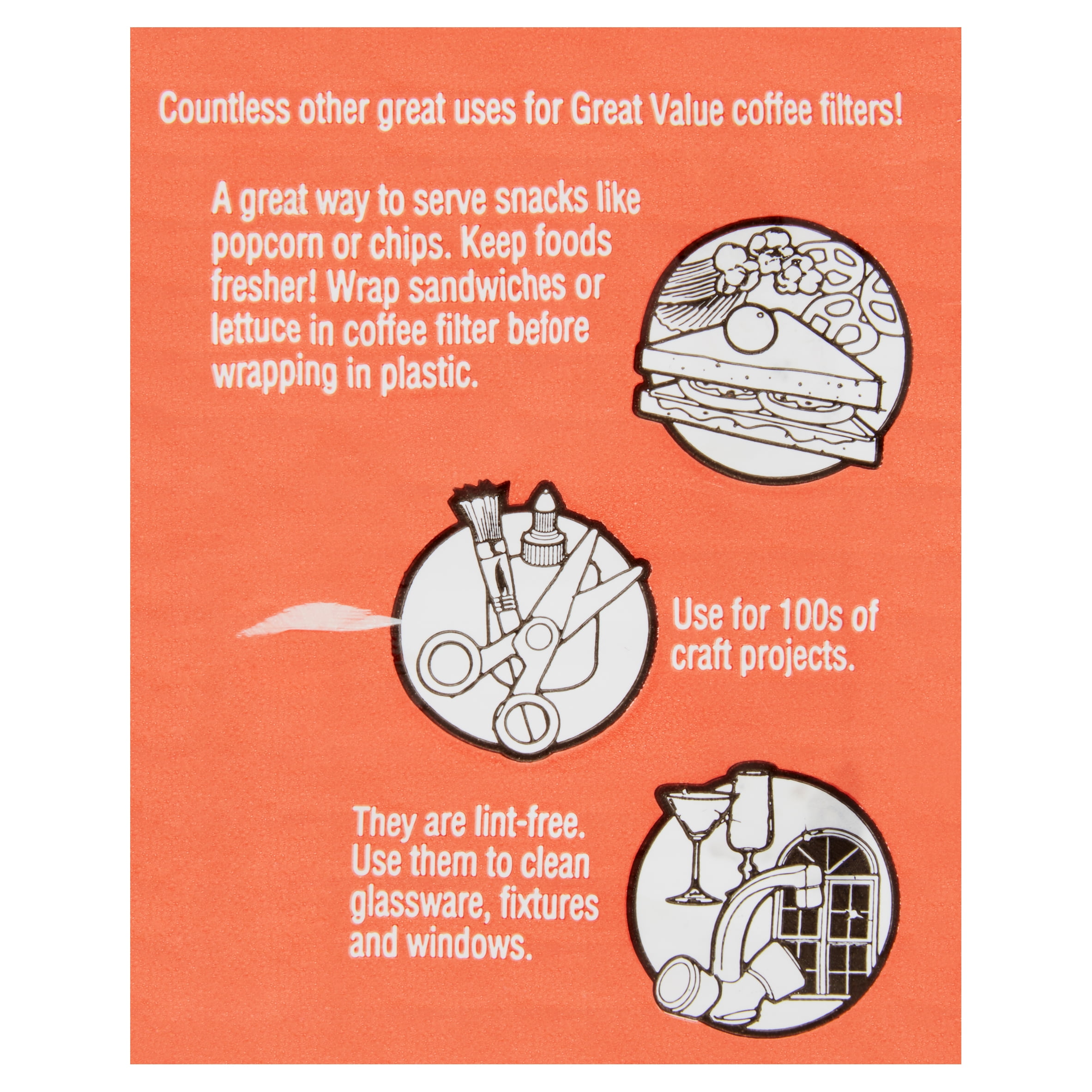 (6 pack) Great Value White Basket Coffee Filters, 200 Count
