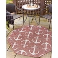 thumbnail image 3 of Unique Loom Outdoor Coastal Collection Area Rug - Ahoy (7' 10" Octagon Rust Red/Ivory), 3 of 8