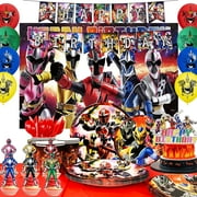 Power Rangers Birthday Decorations, Power Rangers Party Decorations & Tableware Set Including Power Rangers Cake Toppers Backdrop Plates Tablecloth etc Power Rangers Birthday Party Supplies