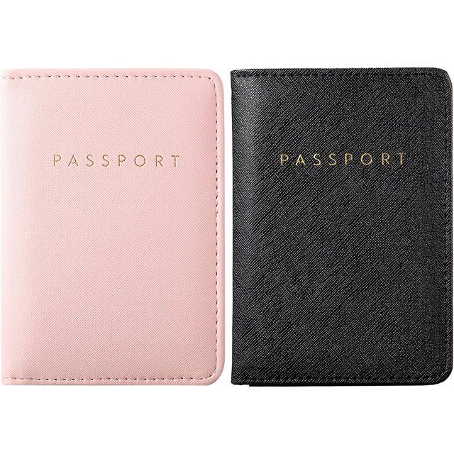 2 piezas Fundas para pasaporte YONGSHENG nupcial tipo billetera de viaje Rosa, Negro
