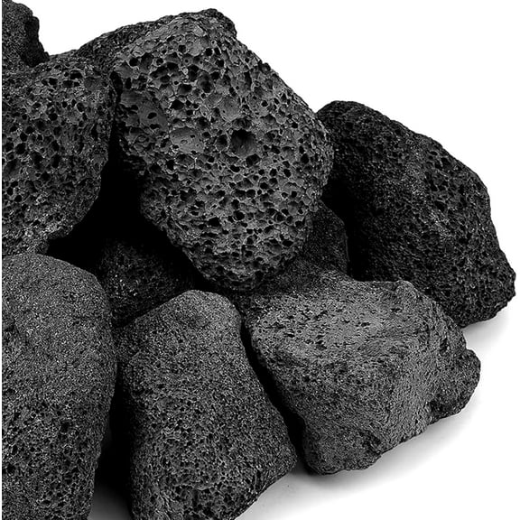 10 lb Large Black Lava Rocks, Volcanic Lava Stones for Outdoor Fire Pits, Indoor Fireplaces, Fire Bowl, Gas Logs and Landscaping, 2.75-5 Inch