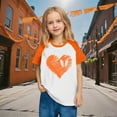 thumbnail image 4 of hengsof Girls Orange Raglan Short Sleeve T-Shirt, Cute Printed Casual Crew Neck Top, Soft and Comfortable Shirt Ages 3-14, 4 of 8