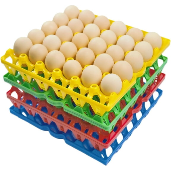 8-Pack Plastic Egg Tray Egg Crates 30-Egg Flats for Home Chicken Farmers, Stackable Egg Cartons Hold Multiple Eggs, Great for Storing, Sorting, and Shipping Eggs, Durable and Reusable