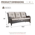 thumbnail image 2 of Giantfurnni Outdoor Wicker 3-Seater Deep Seat Rattan Sofa with Removable Cushion, Patio, Balcony, Deck Furniture, 2 of 9