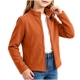 thumbnail image 2 of Samdudou Girls Fleece Jackets Stand Up Collar Zip Tops Fall Winter Warm Outerwear Cozy Plush Coat Long Sleeve Casual Layering Play School Holiday Clothing Size 8-15 Years, 2 of 9