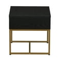 thumbnail image 5 of Household Essentials Wrap Square Side End Table Black Oak Wood Grain and Gold Metal, 5 of 6