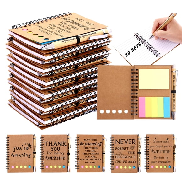 Set de regalos de agradecimiento para empleados, cuaderno en espiral con bolígrafo, 30 unidades
