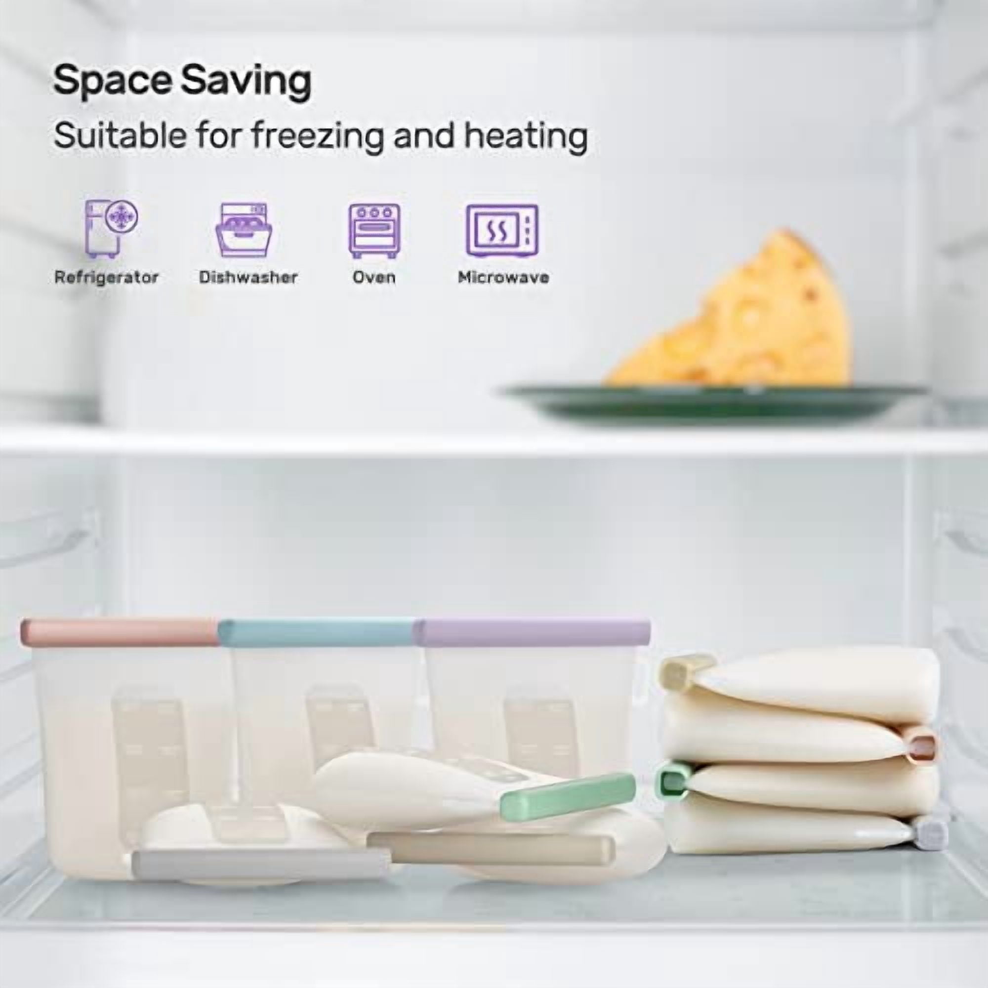 7 Pcs Silicone Breastmilk Storage Bags Reusable, 8oz/240ml Double Leak-Proof Breastmilk Freezer Bags, BPA Free Self-Standing Milk Bags for Breastfeeding, Baby Food Pouches