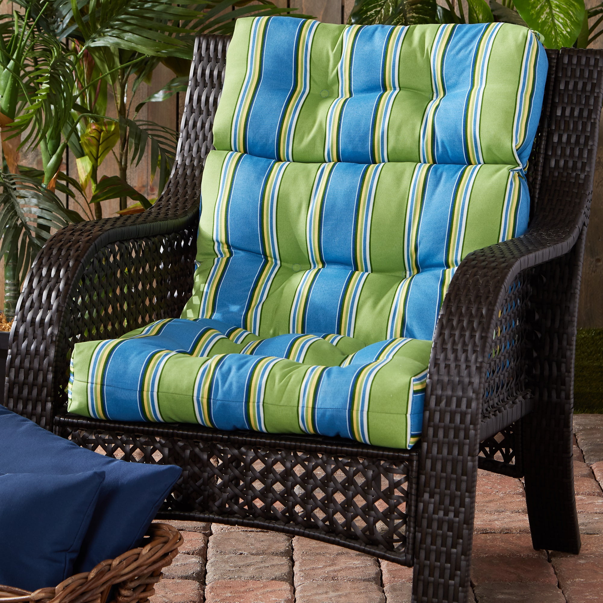 Cayman Stripe Outdoor High Back Chair Cushion - Walmart.com - Walmart.com