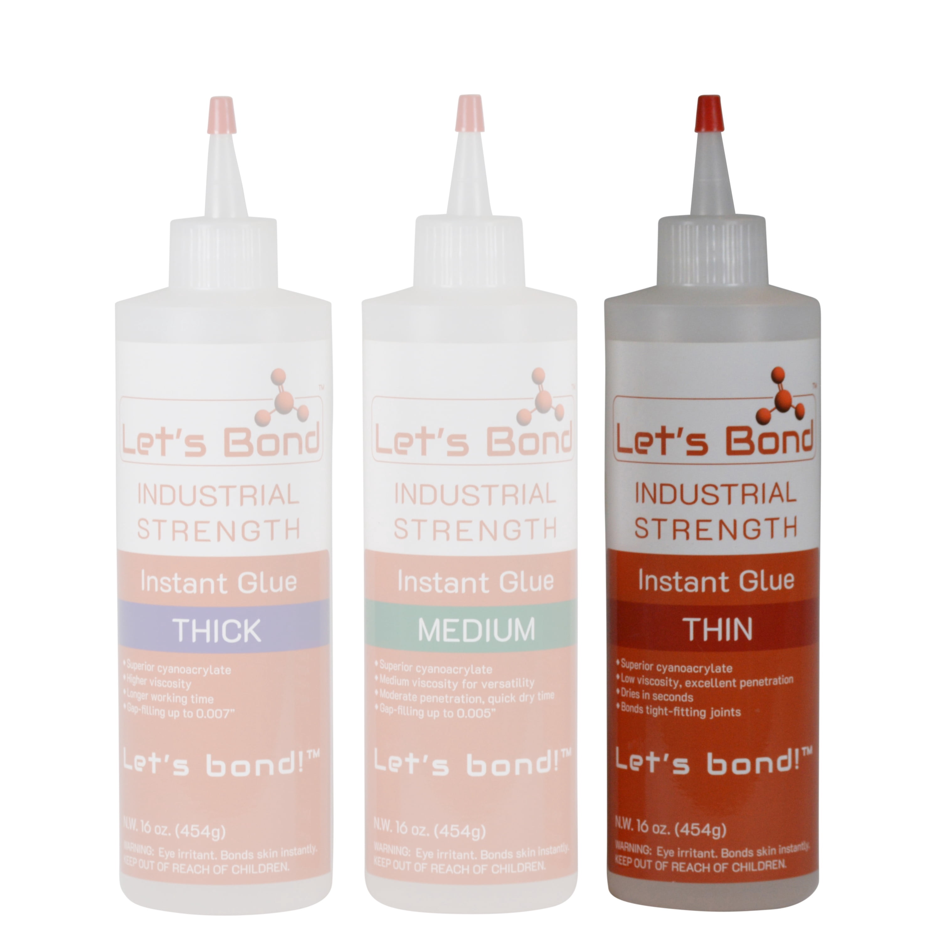 Let's Bond 16 oz Thin Professional Grade Instant Glue, Premium Cyanoacrylate, 5 CPS