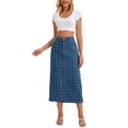 thumbnail image 2 of Falda Maxi de Mezclilla de Cintura Alta con Puntos Suizos y Abertura Trasera Casual L Vintage Azul, 2 of 6