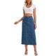 thumbnail image 2 of Falda Maxi de Mezclilla de Cintura Alta con Puntos Suizos y Abertura Trasera Casual L Vintage Azul, 2 of 6