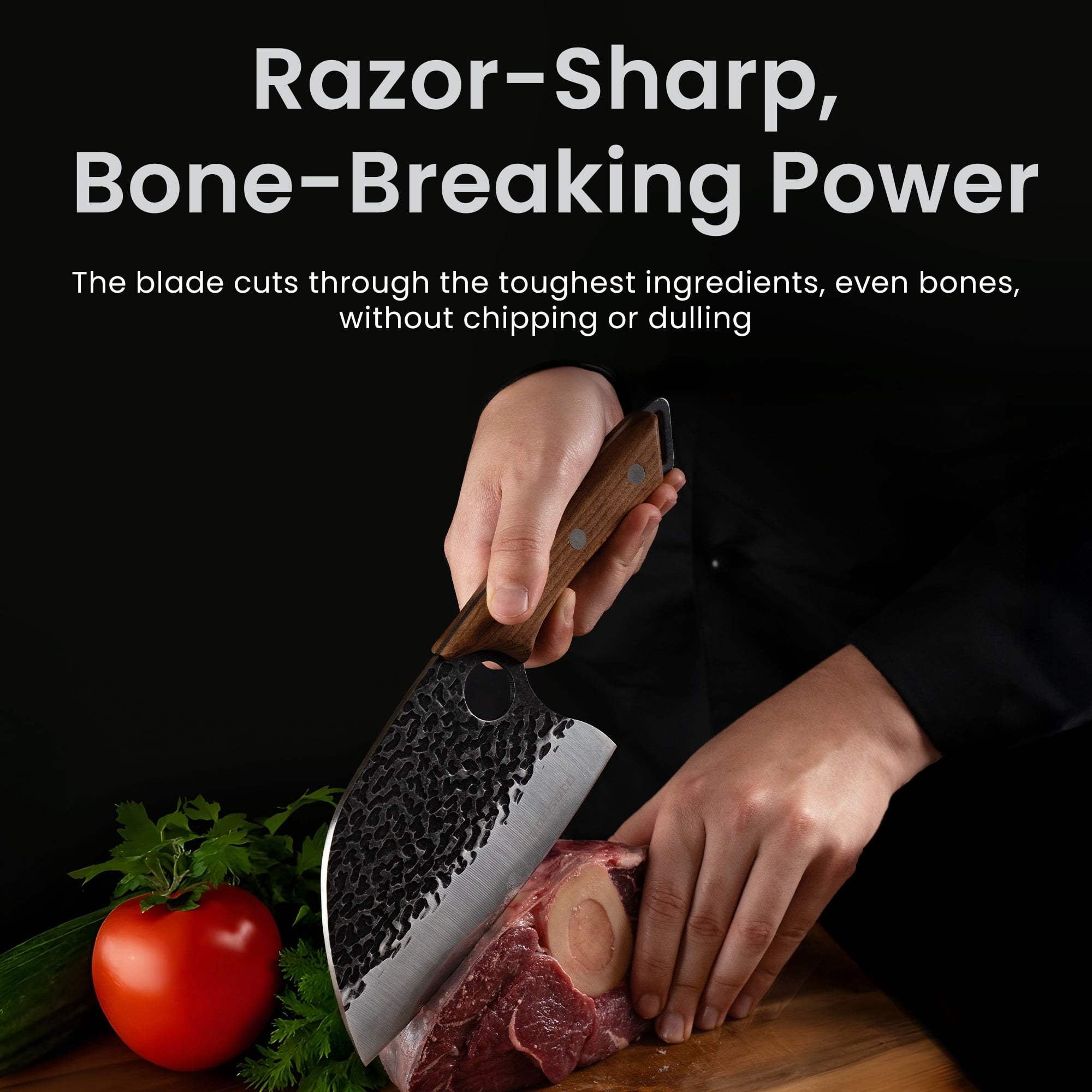 Matsato Cleaver Knife – 5.8 inch,  Japanese Steel Butcher Knife for Meat & Vegetables
