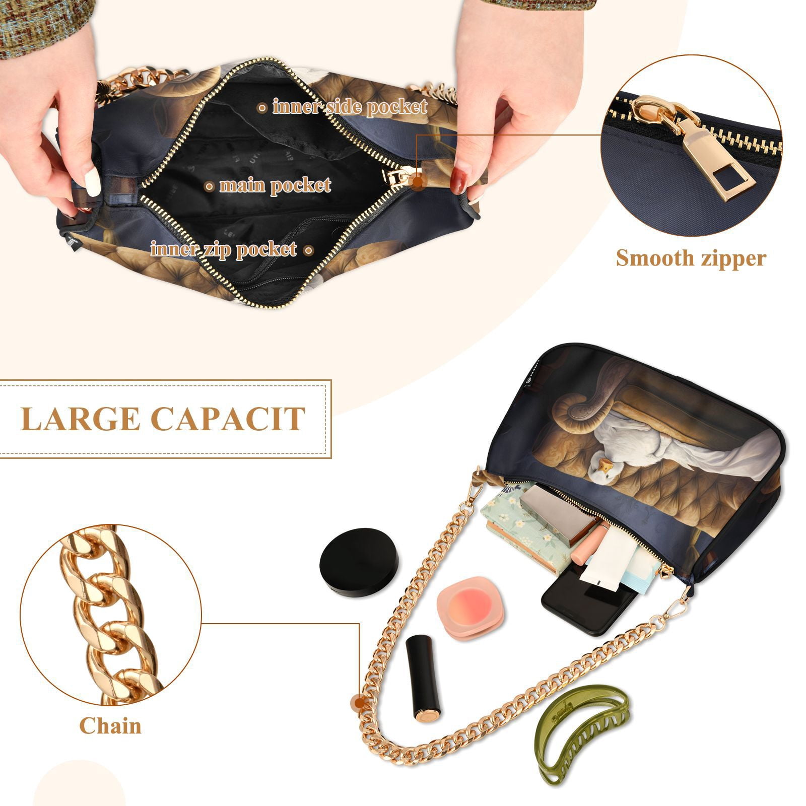 Duck SofaWomen Small Shoulder Bag Crossbody Tote Hobo Bags Purse Clutch Handbags with Chain Strap for Women
