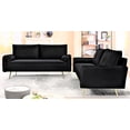 thumbnail image 3 of US Pride Furniture Villeda Velvet 2 PC Living Room Set Sofa Loveseat Black, 3 of 8