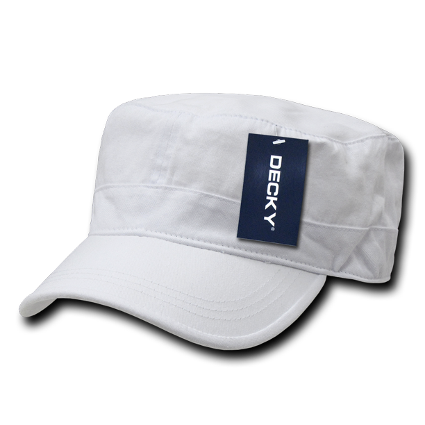 Decky Decky Flex Cadet Flat Top Cotton Military Army Cap Caps Hat Hats For Men Women White