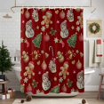 thumbnail image 7 of Shower Curtain 72"W x 84"L Retro Christmas Snowman Gingerbread Man Red Fabric Shower Curtains Set with Hooks Water Repellent Bathroom Curtains Machine Washable Bathroom Accessories, 7 of 7