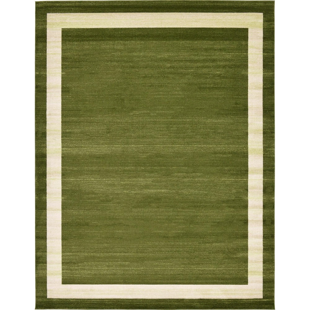 Unique Loom Color Bordered Modern Area Rug, Green/Beige, 10' 0 x 13' 0