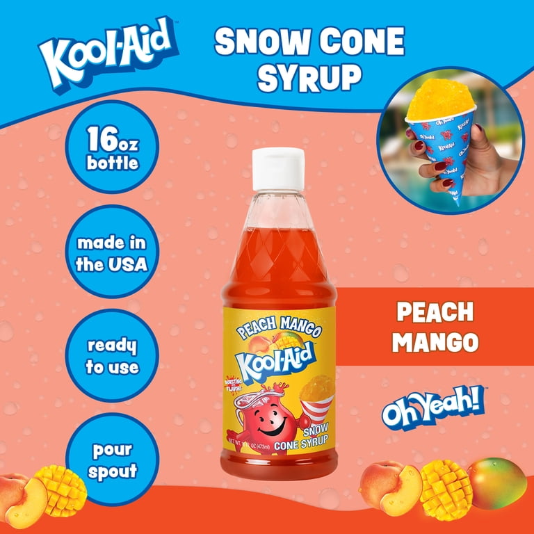 ミラクル 初恋＋ピーチかき氷＋チューリップ＋マンゴー＋儚げ＋蜜飴 Kool-Aid Peach Mango Snow Cone Syrup 16-Oz for Shaved Ice Makers