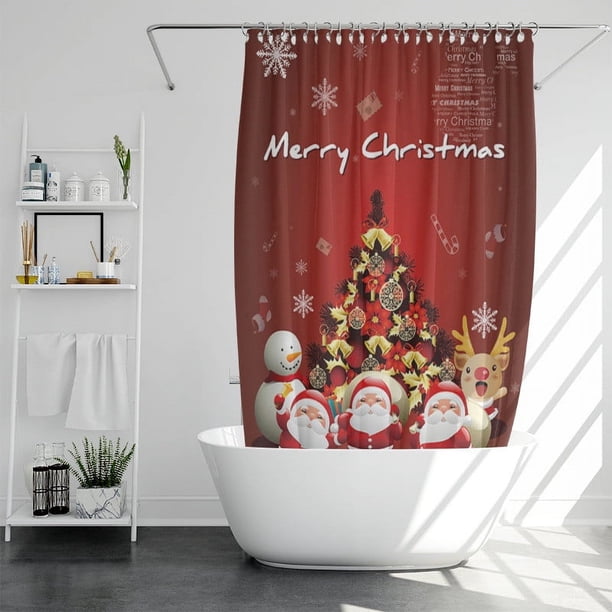 Ganfancp Cortina de Ducha de Navidad, Feliz Navidad Cortinas de Ducha para El Baño, Baño de Invierno Decoración Del Hogar, Cute Winter Holiday Año Nuevo Muñeco de Nieve Decoración 72X72In Ofertas de